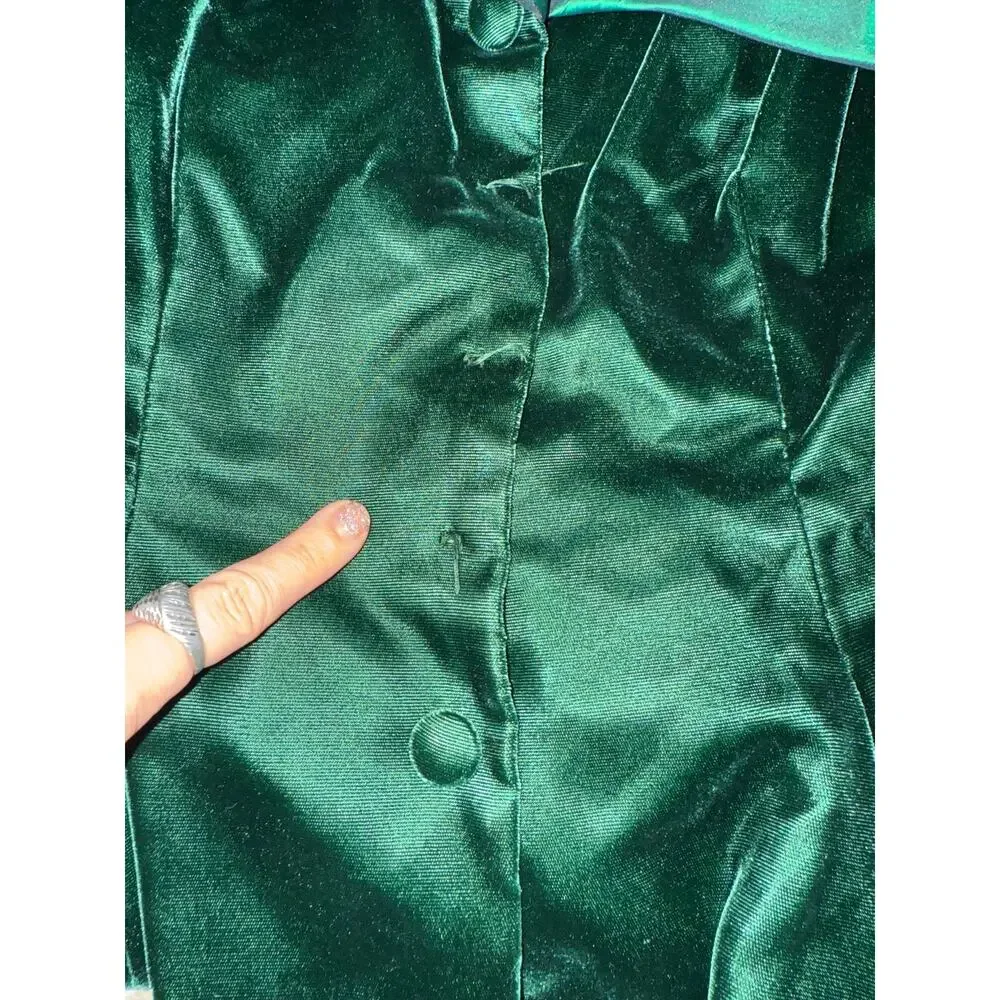 NWT Vintage Night Way Emerald Green Velvet Skirt Suit Set Size 10 Holiday Formal